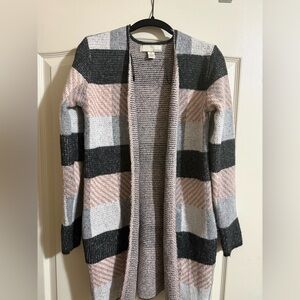 Chic Striped Open-Front Cardigan